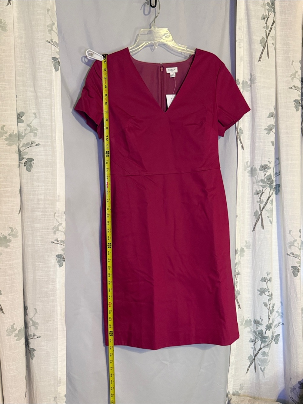 J. Crew Fitted V-Neck Sheath Dress in Magenta